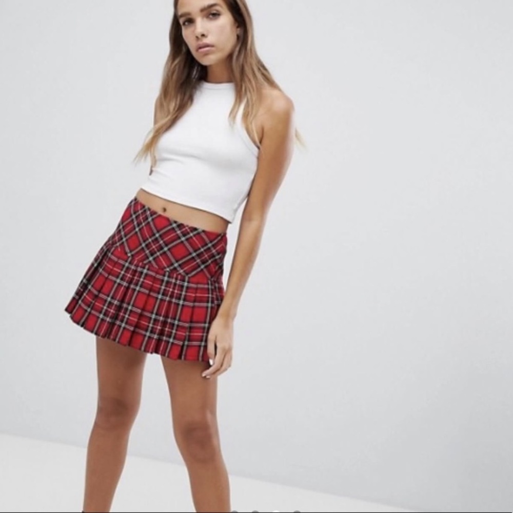 Tripp NYC Red Plaid Mini Skirt